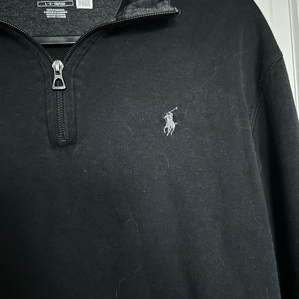 Polo by Ralph Lauren Men's Black Soft Touch Quarter-Zip Sweater - Picture 2 of 4